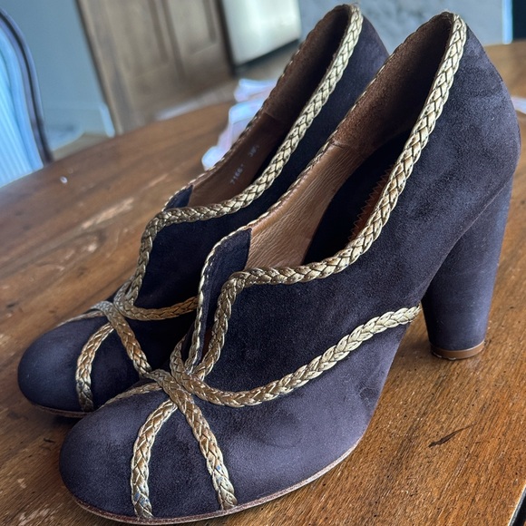 Chie Mihara Dark Brown Heels with Gold Braided Design size 38.5 - Picture 7 of 12